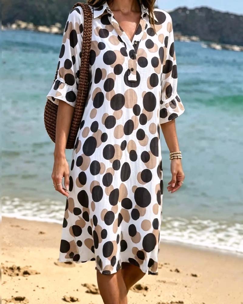 Robe Femme Fluide Col en V Coupe Droite