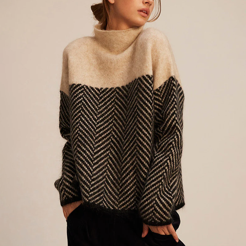 Pull Col Montant Tricot Élégant et Chaud - PanierRoyale