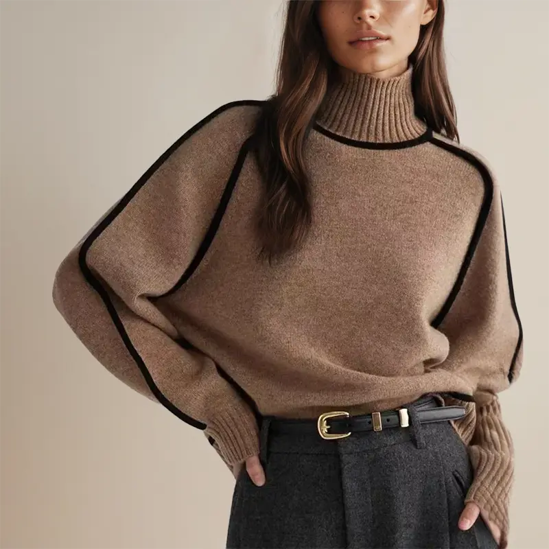 Pull à Col Roulé Rayé Femme Moderne - BerlinGlamour