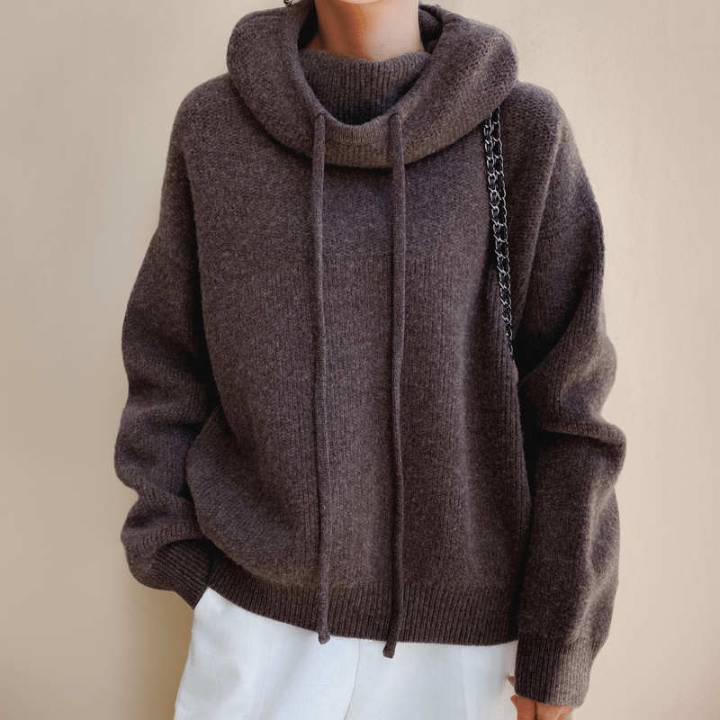 Pull Capuche Femme Tricoté Doux et Chaud