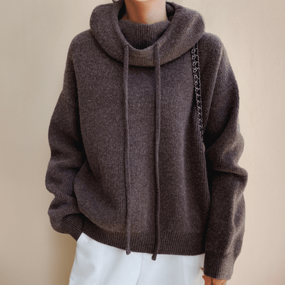 Pull Capuche Femme Tricoté Doux et Chaud