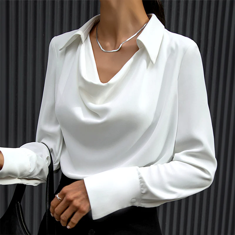 Blouse Femme Élégante Plissée pour Bureau et Soirée