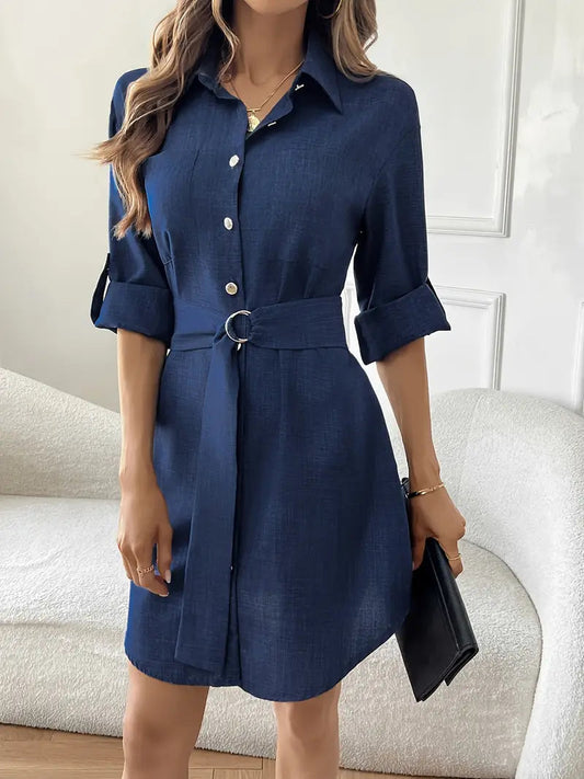 Robe Chemisier Féminine à Manches Longues - PanierRoyale