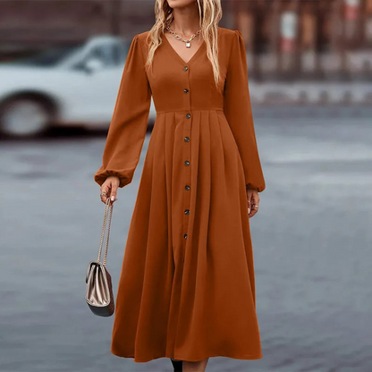 Robe Élégante Longue Manches Courtes avec Fermeture Éclair