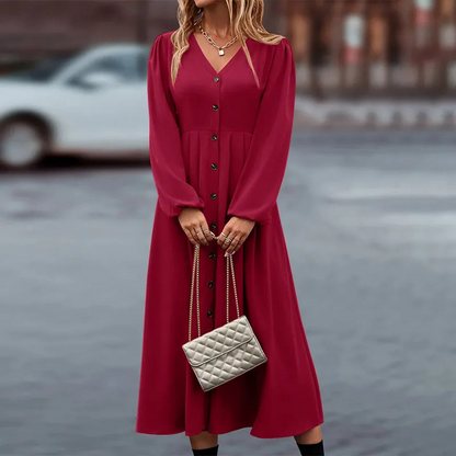 Robe Élégante Longue Manches Courtes avec Fermeture Éclair