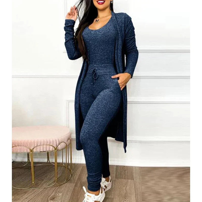 Survêtement Femme Marine : Gilet Long et Pantalon de Sport - PanierRoyale