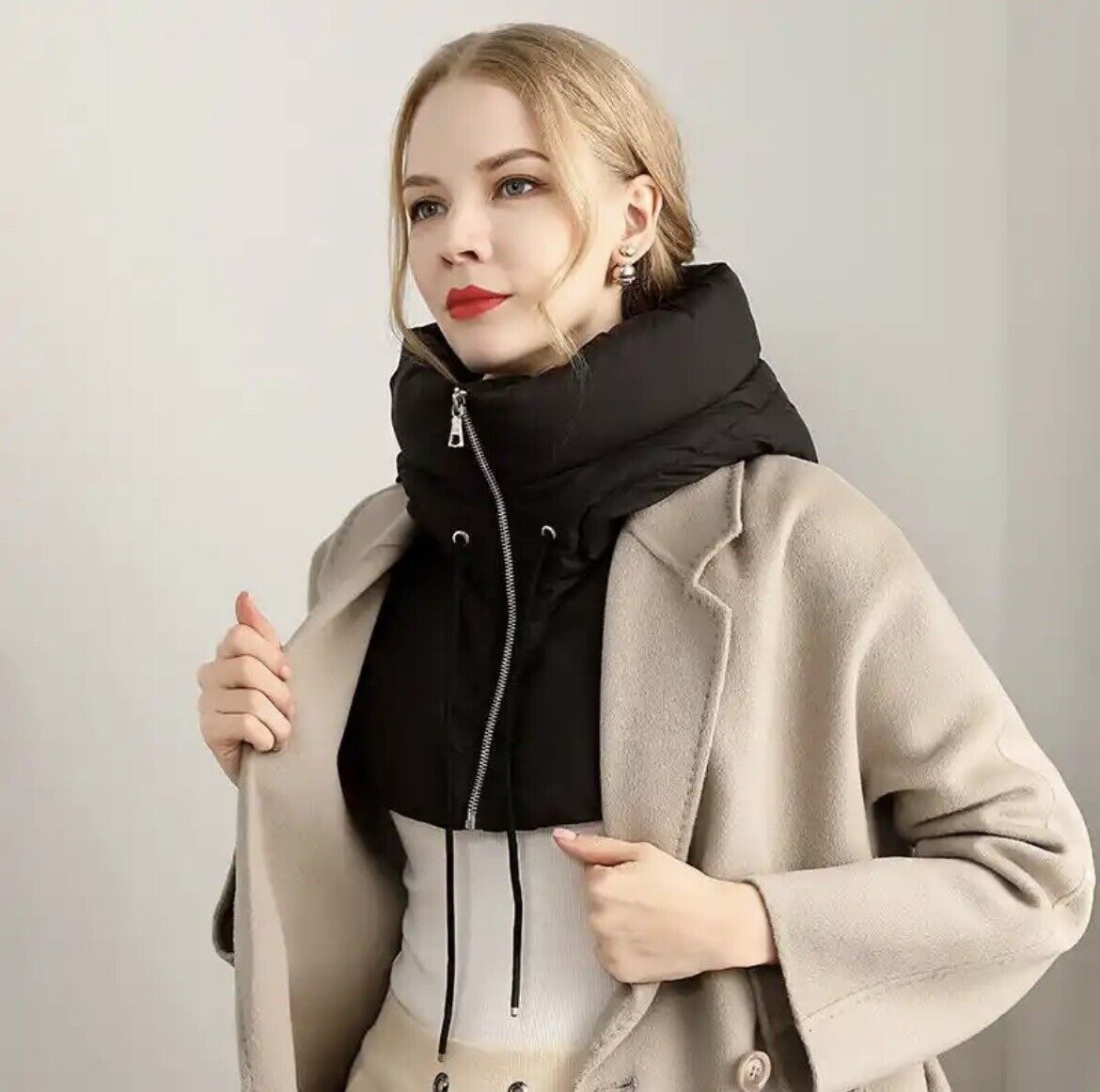 Écharpe Capuche Hiver Douce et Chaude avec Fermeture Éclair - PanierRoyale