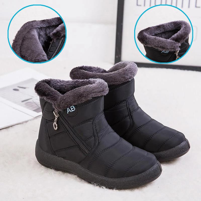 Bottes Hiver Fourrées Étanches et Chaudes Noir