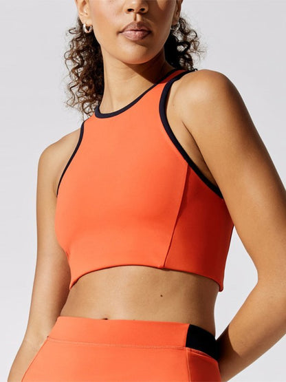 Soutien-Gorge de Sport Femme Orange avec Détails Contrastes - BerlinGlamour