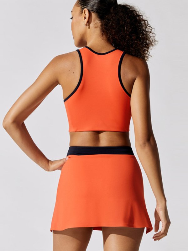 Soutien-Gorge de Sport Femme Orange avec Détails Contrastes