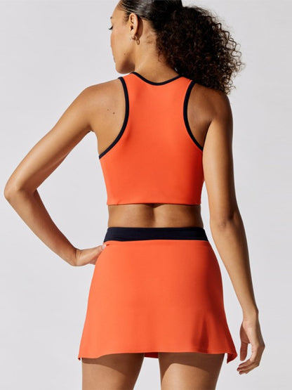 Soutien-Gorge de Sport Femme Orange avec Détails Contrastes
