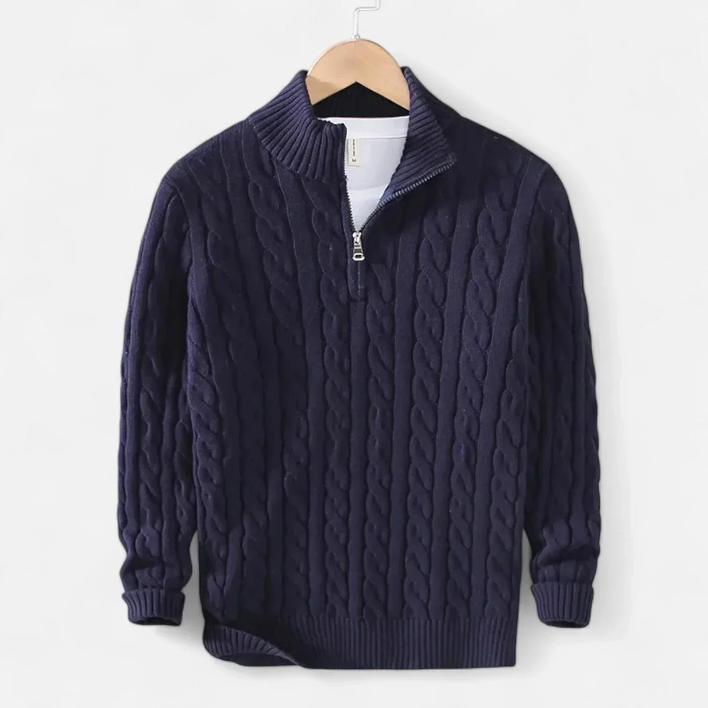 Pull Zippé Homme Col Roulé - Maille Épaisse et Confortable