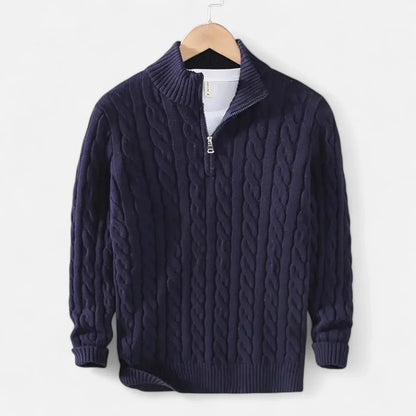 Pull Zippé Homme Col Roulé - Maille Épaisse et Confortable