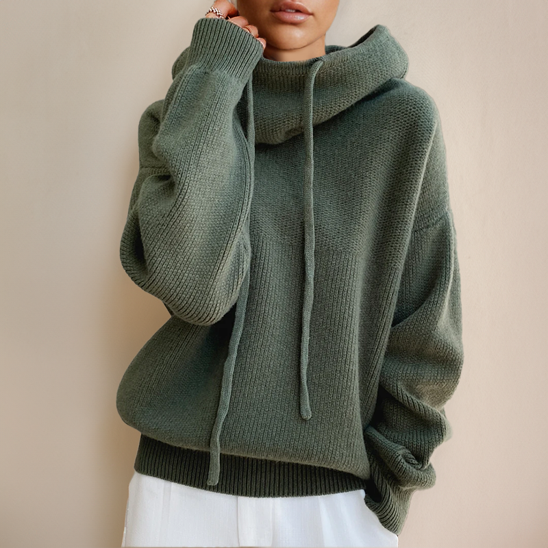 Pull Capuche Femme Vert Émeraude Douillet - PanierRoyale