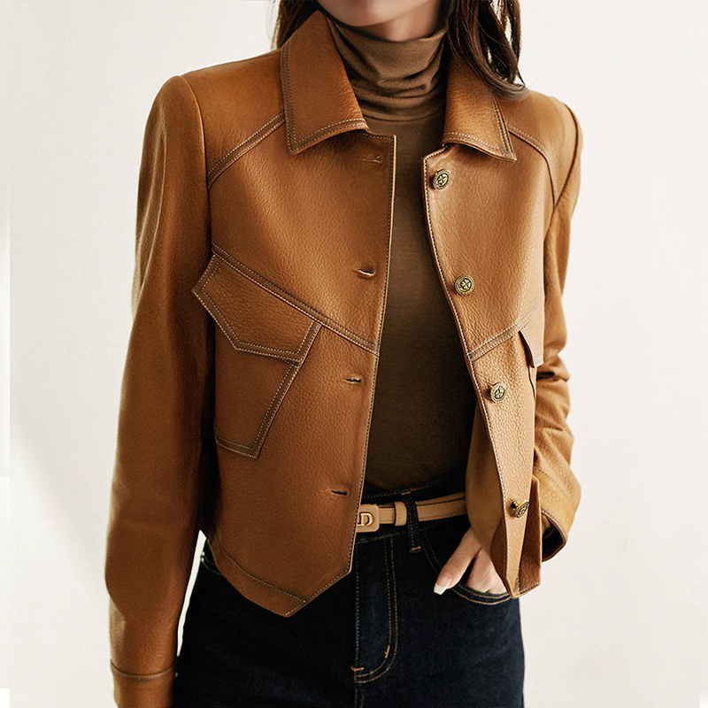 Veste Femme Brun Foncé Taille Classique