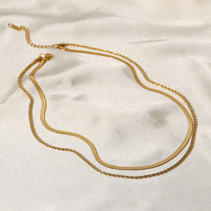 Collier Femme Métal Double Chaîne Minimaliste