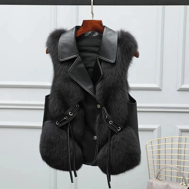 Gilet Femme Hiver Doux et Élégant sans Manches
