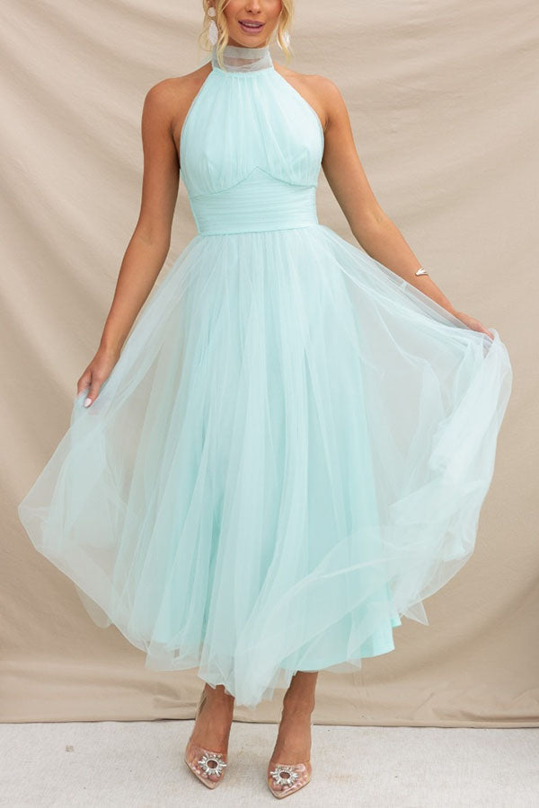 Robe Décontractée Mi-Longue Col Rond en Coton Doux