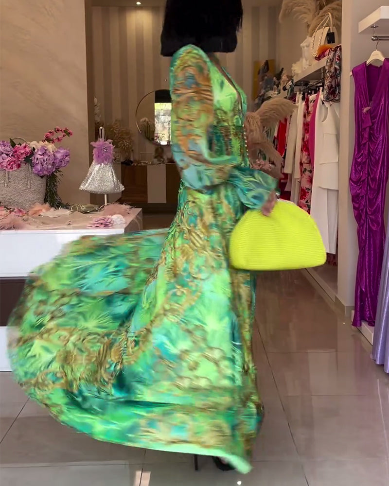 Robe longue Femme Fluide Taille empire Col en V Style bohème
