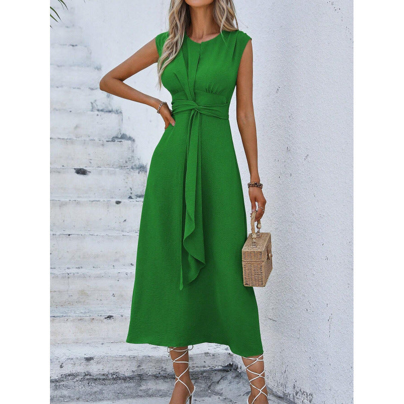 Robe longue Femme Sans Manches Taille Drapée