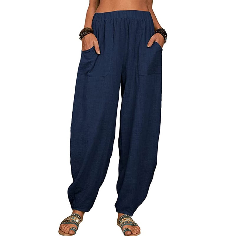 Pantalon Femme Taille Élégante avec Poches Côtelées