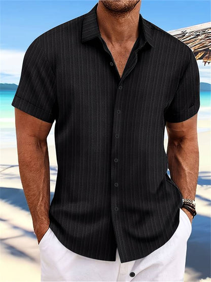 Chemise Homme Décontractée Rayée Manches Courtes