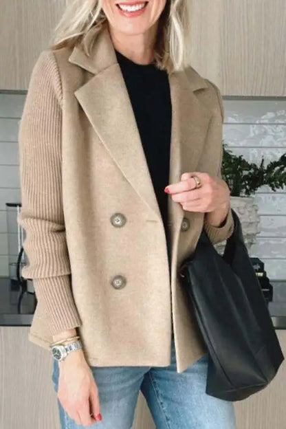 Manteau Décontracté Manches Patchwork Poches - vue 9