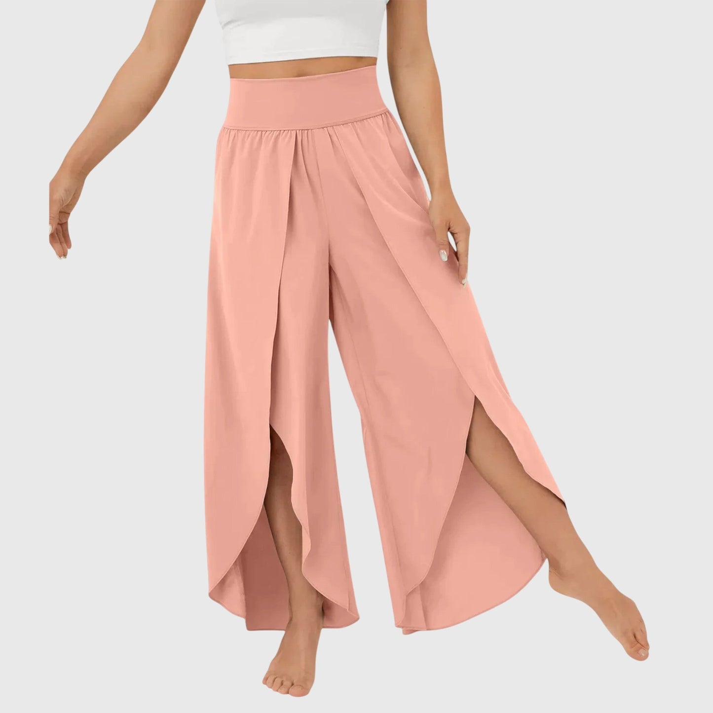 Pantalon Bohème Large Détente avec Fente Découpée