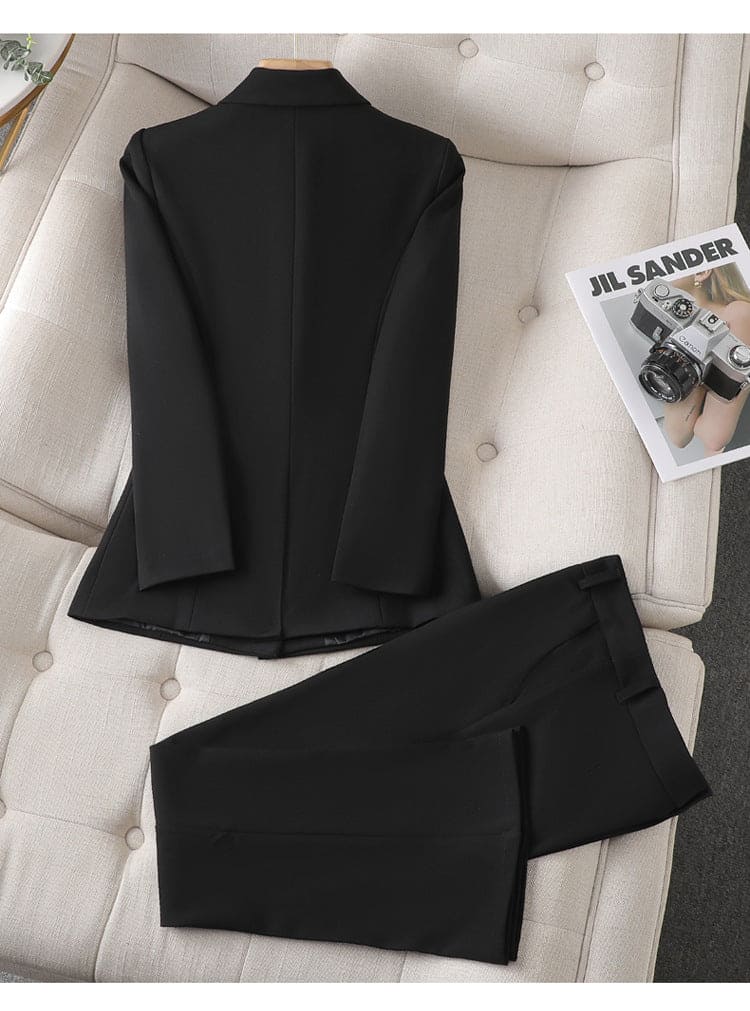 Ensemble Tailleur Femme Blazer Structuré et Pantalon Ajusté
