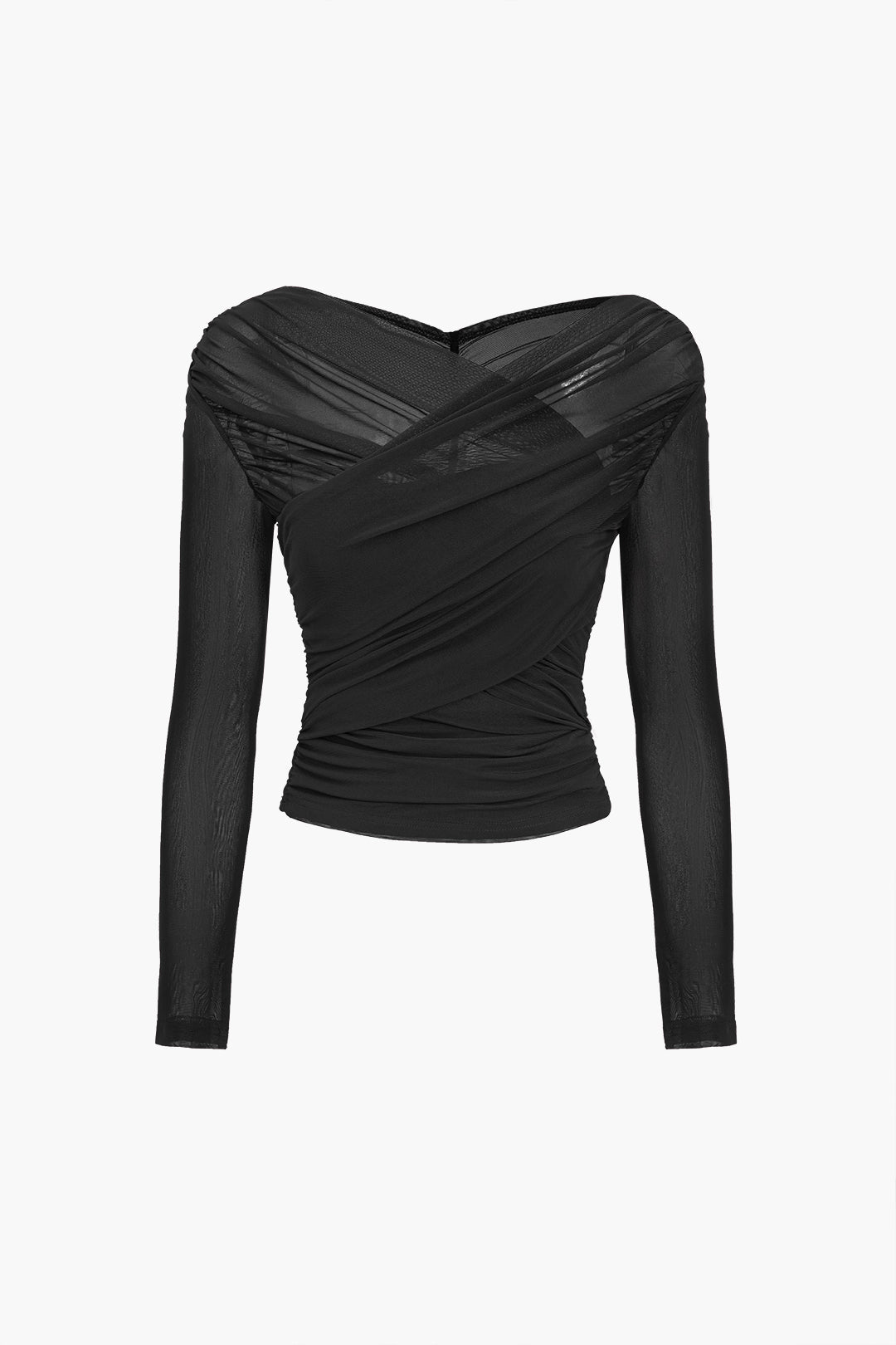 Top femme en maille décolleté avec manches longues