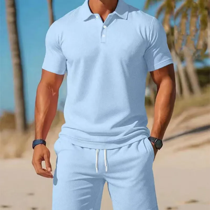 Ensemble Homme Polo Coton et Short Ceinture Cordon - PanierRoyale