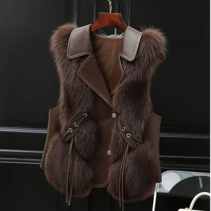Gilet Femme Fausse Fourrure Doux et Chic