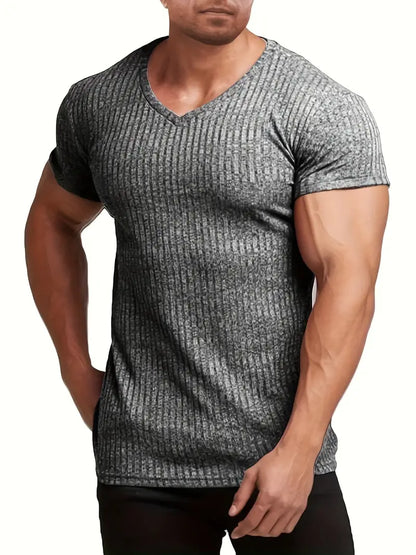 Chemise Homme Décontractée V-Encolure Slim Fit