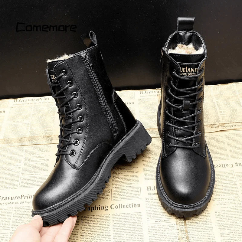 Bottes Hiver Femmes Chauffantes à Lacets et Doublure Fourrure Synthétique - PanierRoyale