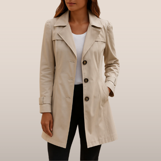 Manteau Femme Classique Beige à Ceinture Élégant - PanierRoyale