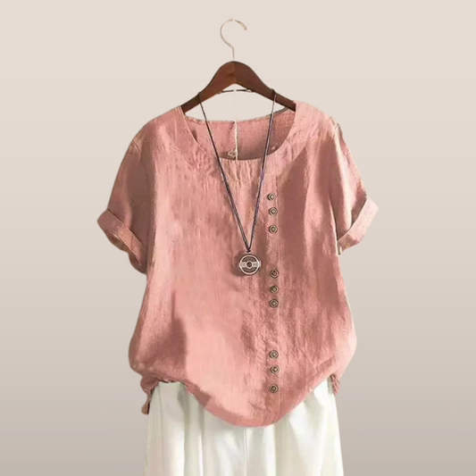 Blouse Femme Rose Vif Manches Courtes Élégante - PanierRoyale