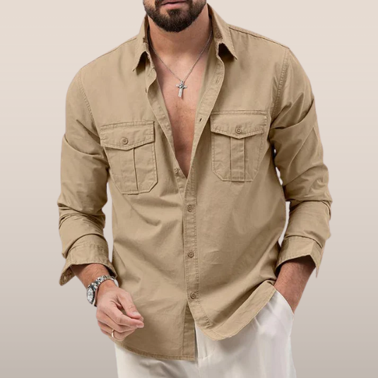 Chemise Homme Coton Manches Longues avec Poches - PanierRoyale