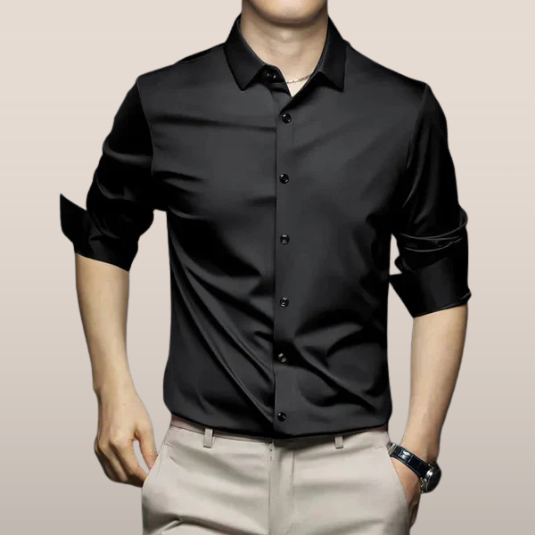 Chemise Homme Noir Élégante à Manches Longues - PanierRoyale