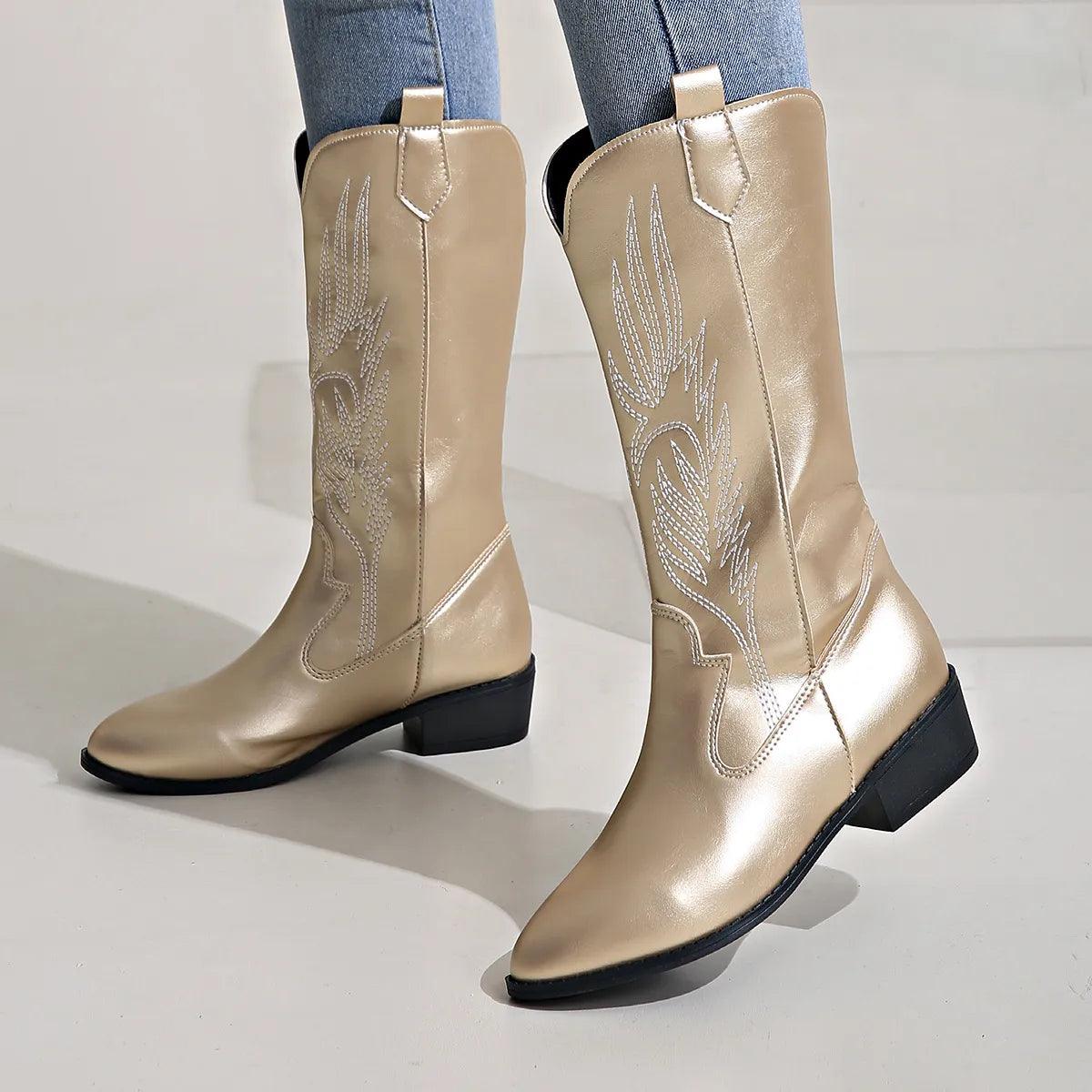 Bottes cowboy femme élégantes à bout pointu