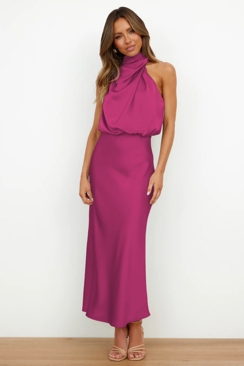 Robe de Soirée Longue en Satin pour Femme Élégante