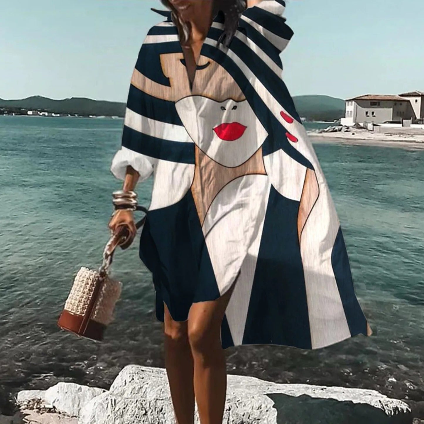 Robe Femme Décontractée Mi-Longueur Imprimée