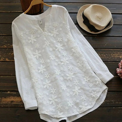 Blouse Femme Été en Dentelle avec Fleurs - PanierRoyale