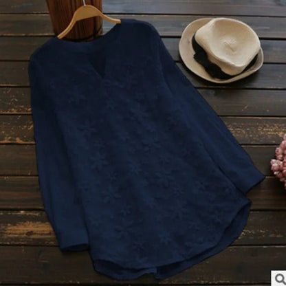 Blouse Femme Été en Dentelle avec Fleurs
