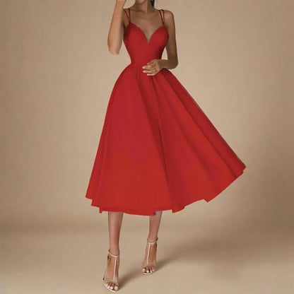 Robe Été Décolleté Profond avec Bretelles Fines