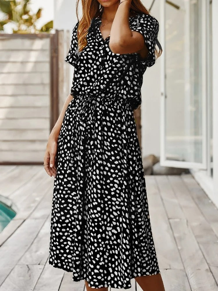 Robe Femme Élégante à Boutons, Coupe Flattereuse et Style Raffiné