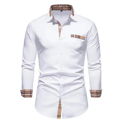 Chemise Homme Blanc Rayures Manches Longues Élégante - PanierRoyale