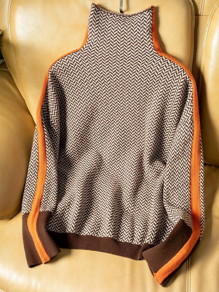 Pull Femme Col Montant Maille Chaude Coupe Moderne