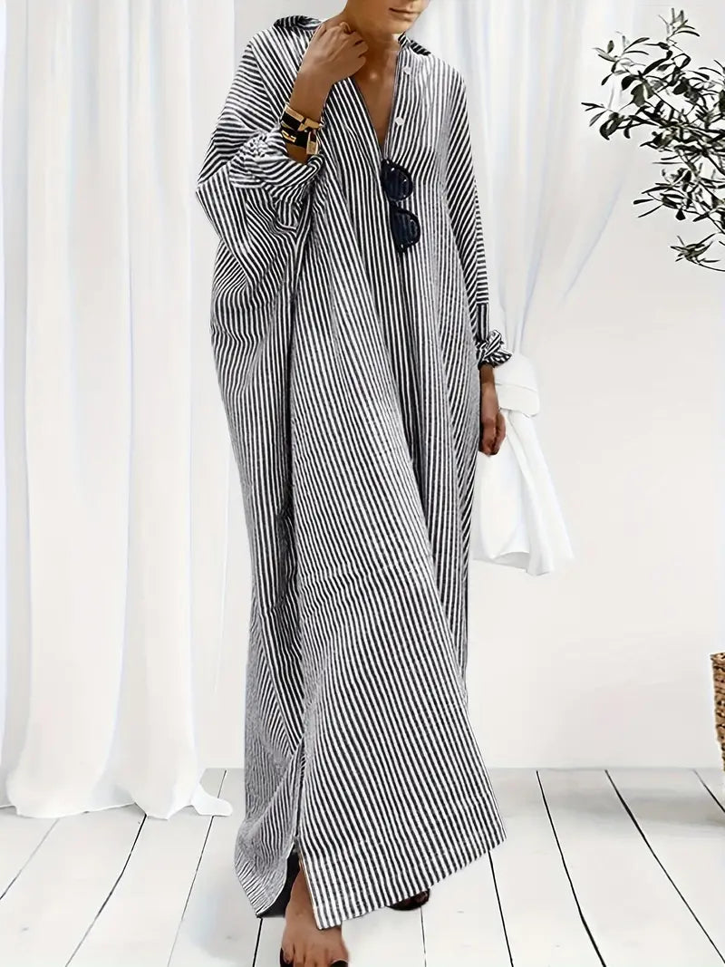 Robe Grande Taille Été Rayures Chics et Féminines - PanierRoyale