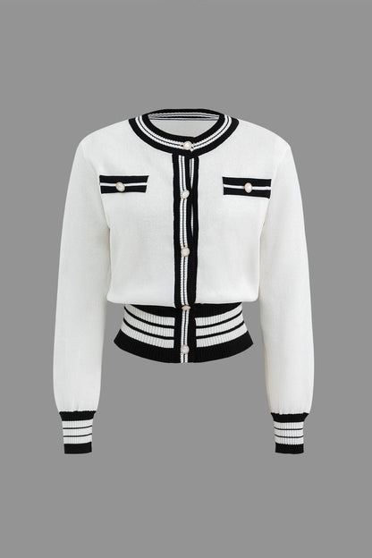 Ensemble Tricot Femme Élégant : Cardigan Court et Pantalon Large