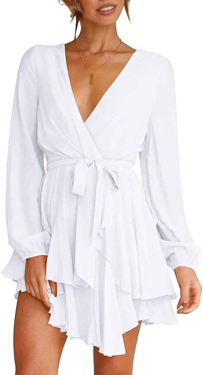 Robe Femme Élégante Courte à Manches Longues